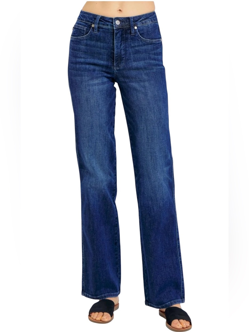 Judy Blue Mid Rise Classic Straight Denim Jeans Plus 16W Dark Wash JB88861